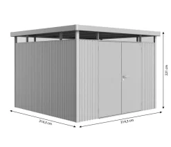 biohort Metallgerätehaus HighLine H6, ca. B314,3/H221/T314,3 cm Silber Best