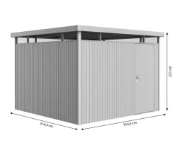 biohort Metallgerätehaus HighLine H6, ca. B314,3/H221/T314,3 cm Silber Hot