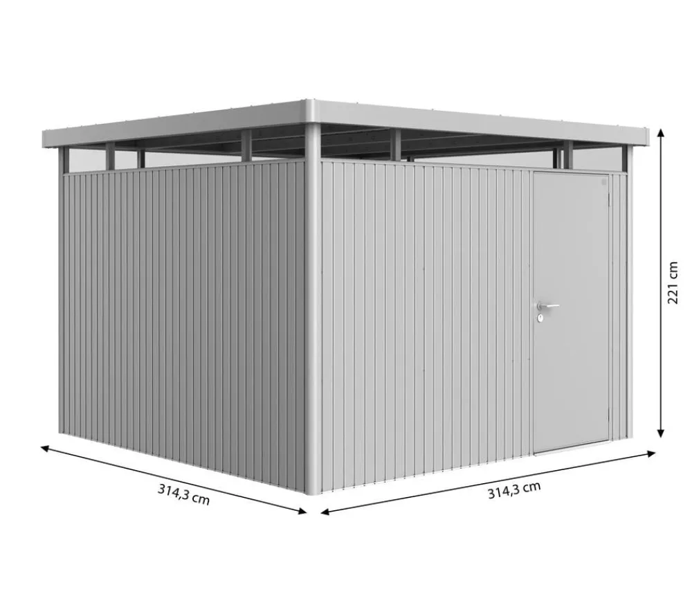 biohort Metallgerätehaus HighLine H6, ca. B314,3/H221/T314,3 cm Silber Hot