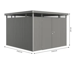 biohort Gartenhäuser & Gerätehäuser - Metallgerätehaus HighLine H6, ca. B314,3/H221/T314,3 cm Dunkelgrau
