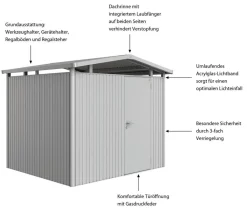 biohort Gartenhäuser & Gerätehäuser > Metallgerätehaus Panorama® P3, ca. B273/H227/T238 cm