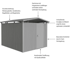 biohort Gartenhäuser & Gerätehäuser > Metallgerätehaus Panorama® P5, ca. B273/H227/T318 cm