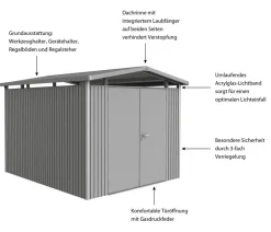 biohort Gartenhäuser & Gerätehäuser - Metallgerätehaus Panorama® P5, ca. B273/H227/T318 cm Quarzgrau