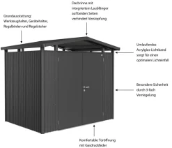 biohort Gartenhäuser & Gerätehäuser > Metallgerätehaus Panorama® P2, ca. B273/H227/T198 cm