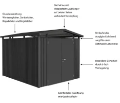 biohort Metallgerätehaus Panorama® P5, ca. B273/H227/T318 cm Dunkelgrau Best