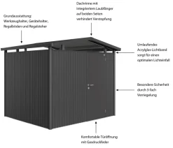 biohort Gartenhäuser & Gerätehäuser > Metallgerätehaus Panorama® P3, ca. B273/H227/T238 cm