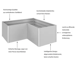 biohort Hochbeete & Frühbeete - Metall-HochBeet L, ca. B201,6/H77/T201,6 cm Silber