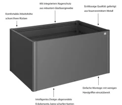 biohort Metall Hochbeet 1,5x1, ca. B152/H77/T102 cm Dunkelgrau
