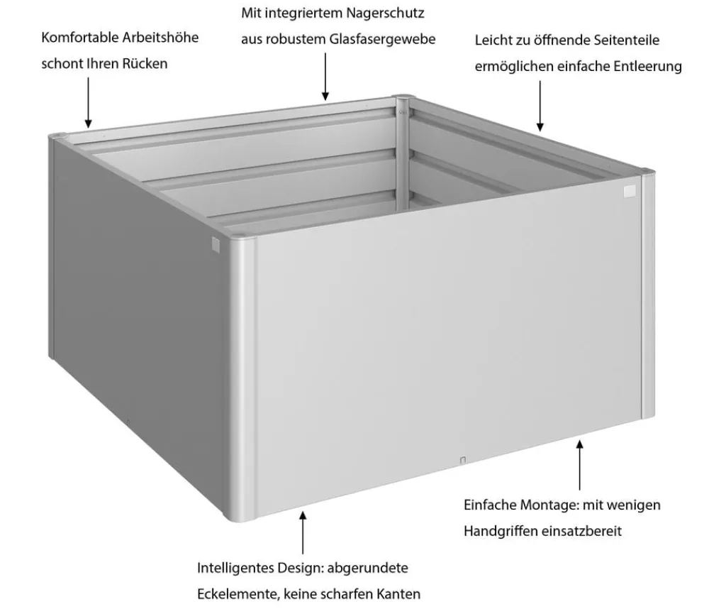 biohort Hochbeete & Frühbeete > Metall Hochbeet 1,5x1,5, ca. B152/H77/T152 cm