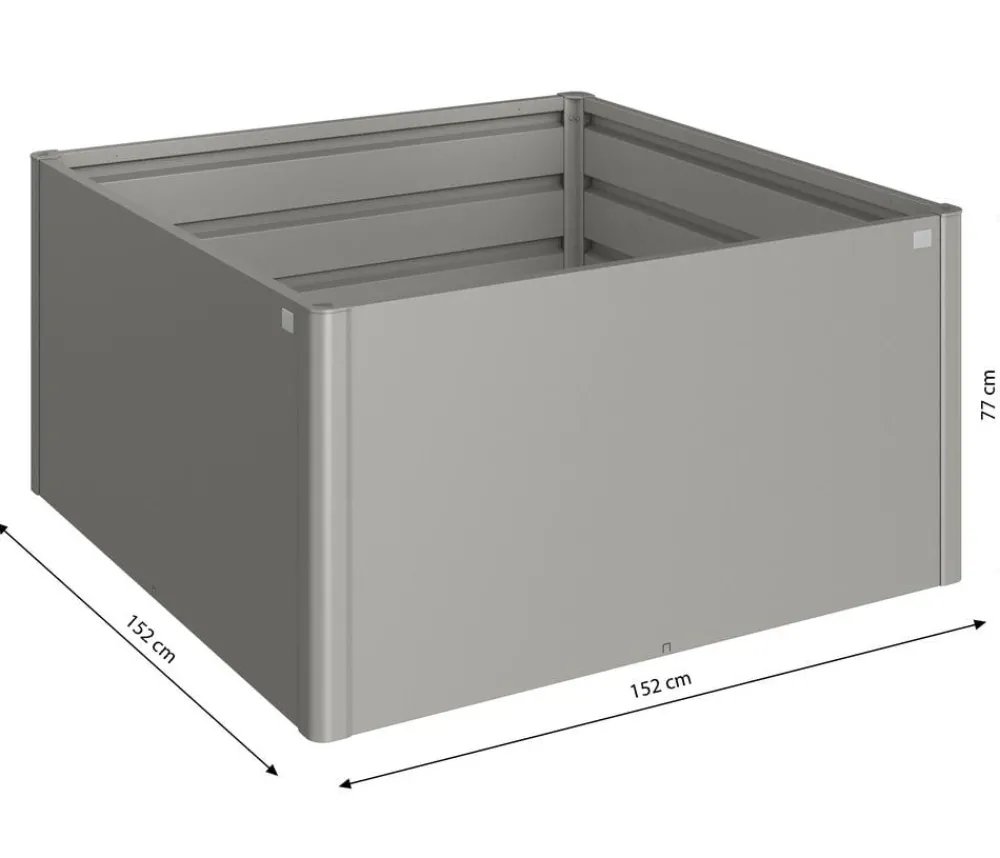 biohort Hochbeete & Frühbeete - Metall Hochbeet 1,5x1,5, ca. B152/H77/T152 cm Quarzgrau