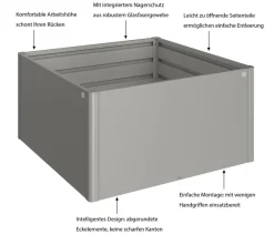biohort Hochbeete & Frühbeete - Metall Hochbeet 1,5x1,5, ca. B152/H77/T152 cm Quarzgrau