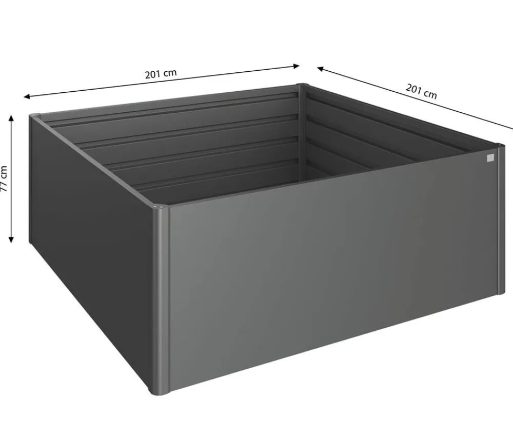 biohort Hochbeete & Frühbeete - Metall-HochBeet 2x2, ca. B201,6/H77/T201,6 cm Dunkelgrau