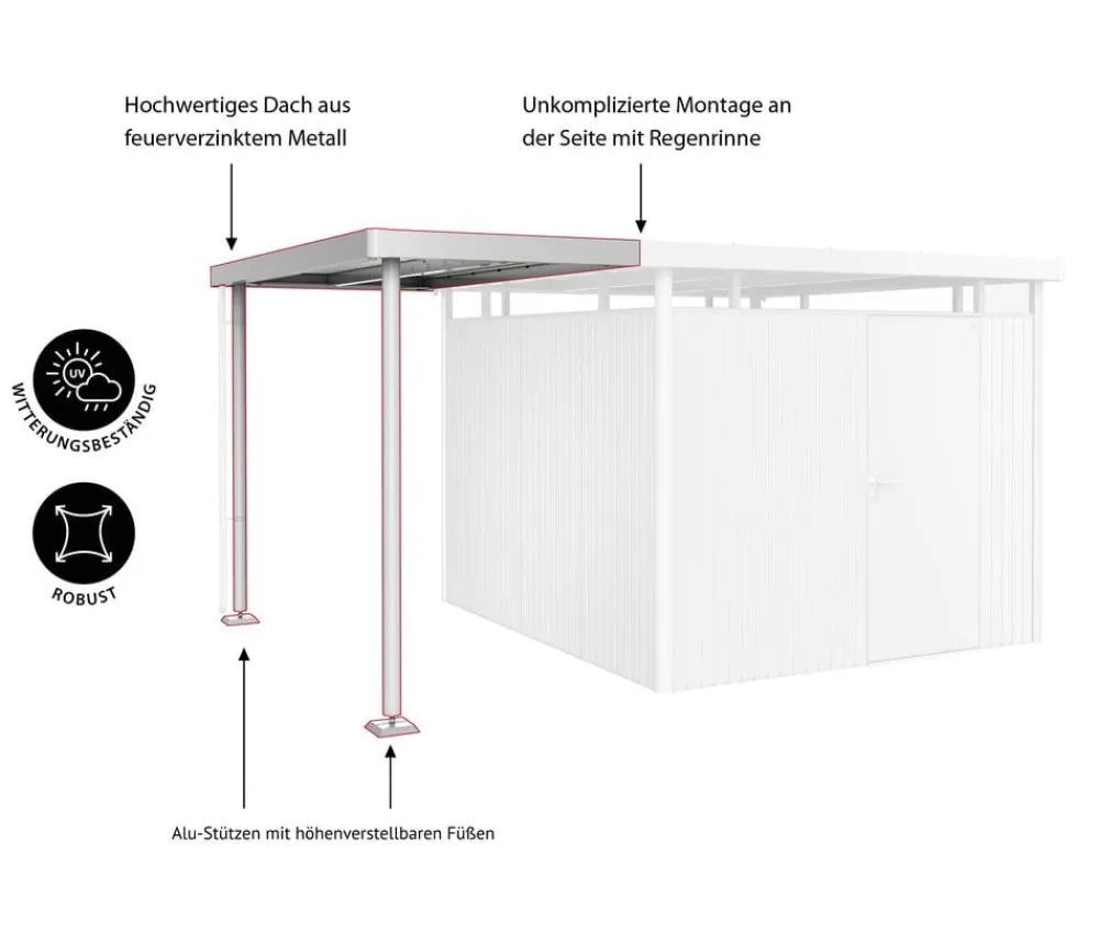 biohort Seitendach für Gerätehaus HighLine H5/H6 Quarzgrau Best