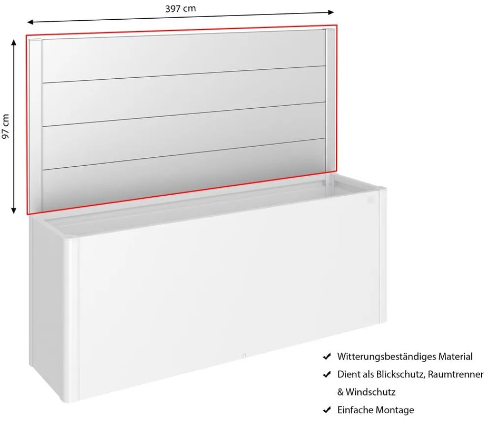 biohort Sichtschutz|Hochbeete & Frühbeete > Sichtschutz für HochBeet 4x1, ca. B397/H91/T4 cm