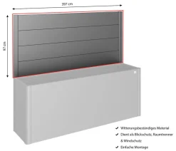 biohort Sichtschutz für HochBeet 4x1, ca. B397/H91/T4 cm Dunkelgrau Hot