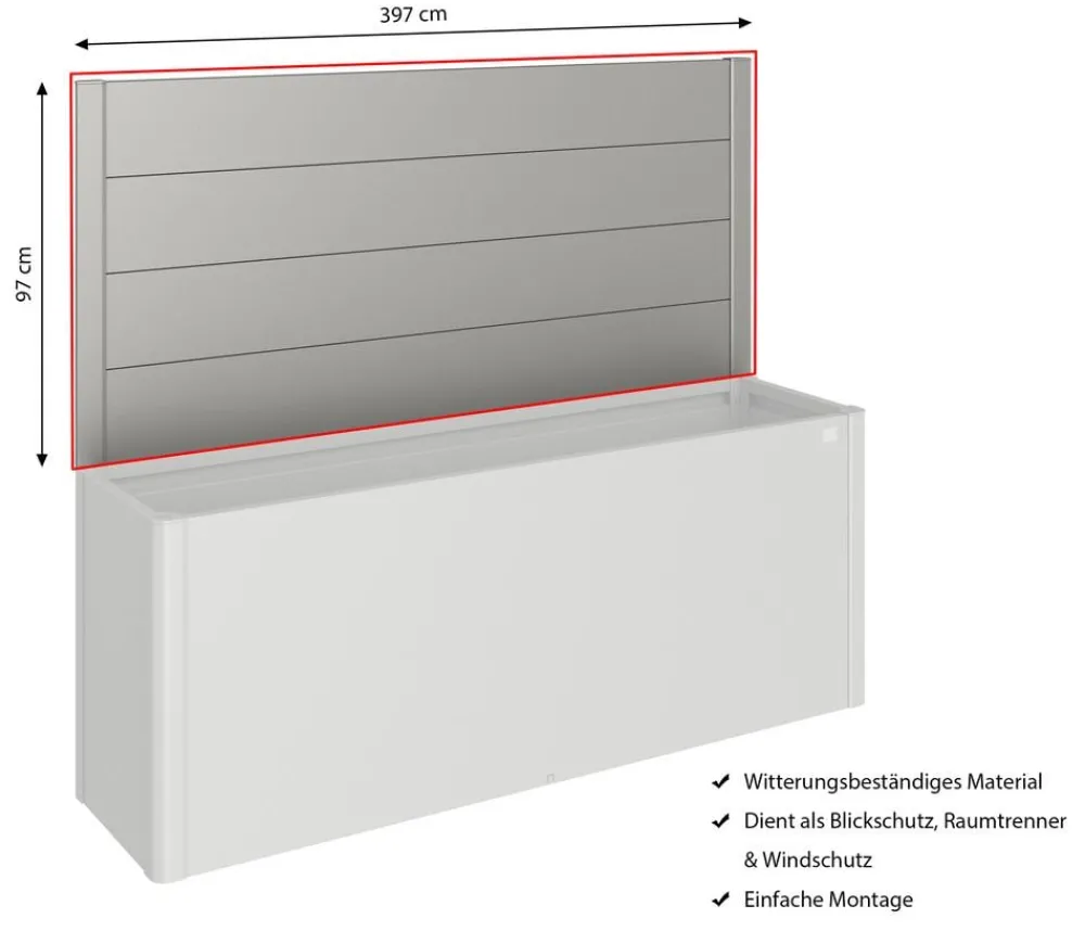 biohort Sichtschutz|Hochbeete & Frühbeete - Sichtschutz für HochBeet 4x1, ca. B397/H91/T4 cm Quarzgrau