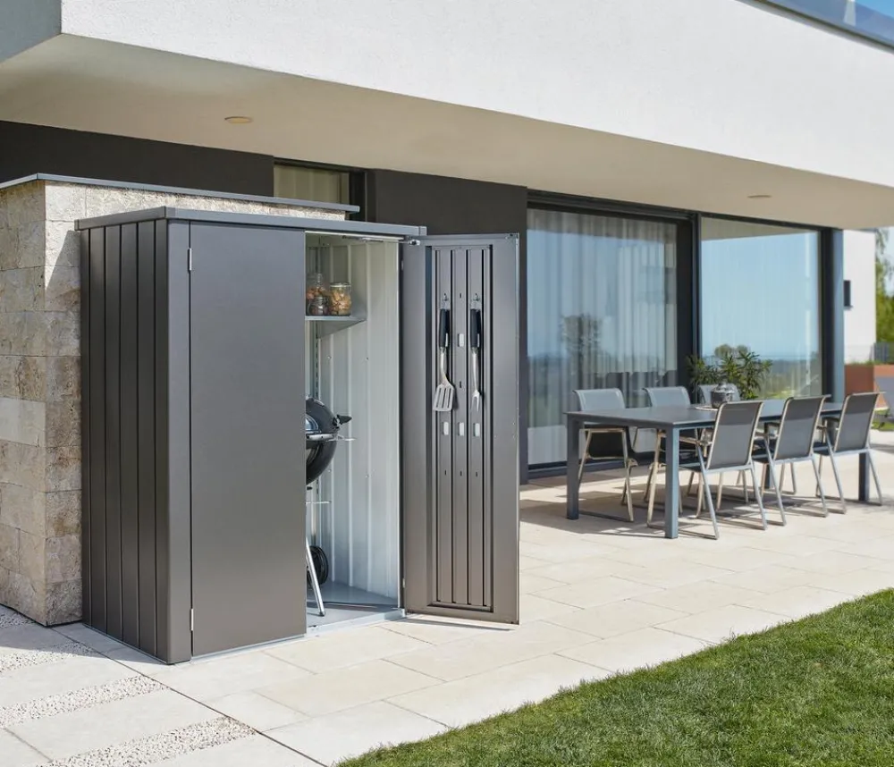 biohort Terrassenschrank Romeo L High, ca. B132/H181/T87 cm Dunkelgrau Sale