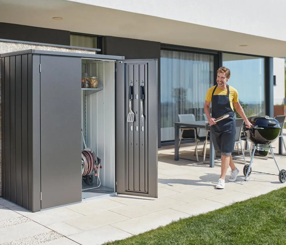 biohort Terrassenschrank Romeo L High, ca. B132/H181/T87 cm Dunkelgrau Sale