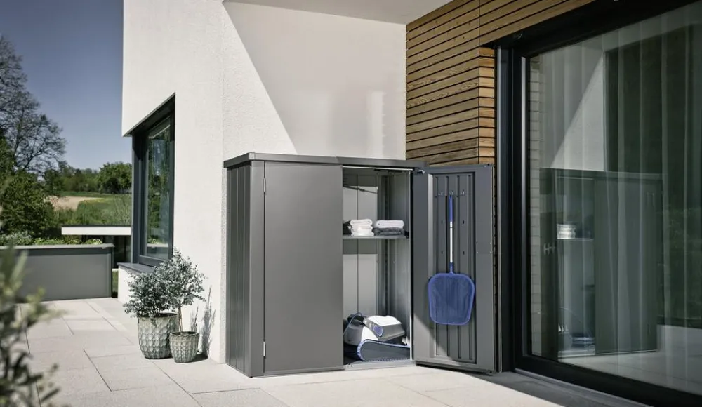 biohort Gartenschränke & Minigaragen - Terrassenschrank Romeo® Quarzgrau
