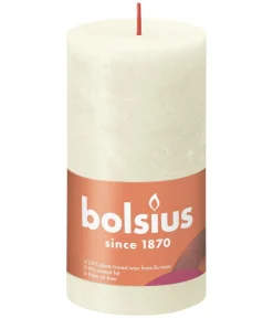 Bolsius Rustik Stumpenkerze Shine, weiche perle, ca. Ø6,8/H13 cm Creme