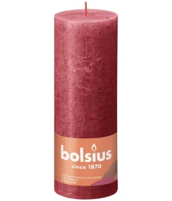 Bolsius Dekoartikel - Rustik Stumpenkerze Shine, zartes , ca. Ø6,8/H19 cm Rot