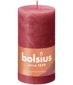 Bolsius Dekoartikel - Rustik Stumpenkerze Shine, zartes , ca. Ø6,8/H13 cm Rot