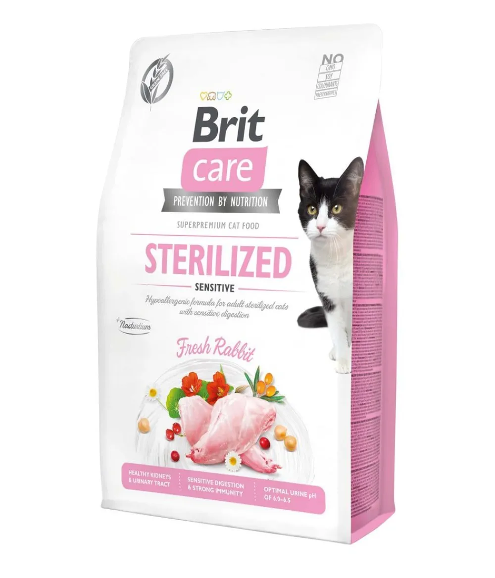 Brit care Trockenfutter Katze - Trockenfutter für Katzen Sterilized Sensitive Adult, Kaninchen