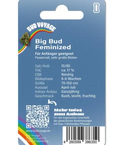 Bud Voyage Mehr Saatgut - Hanfsamen Gelassenheit Big Bud, 3 Stk.