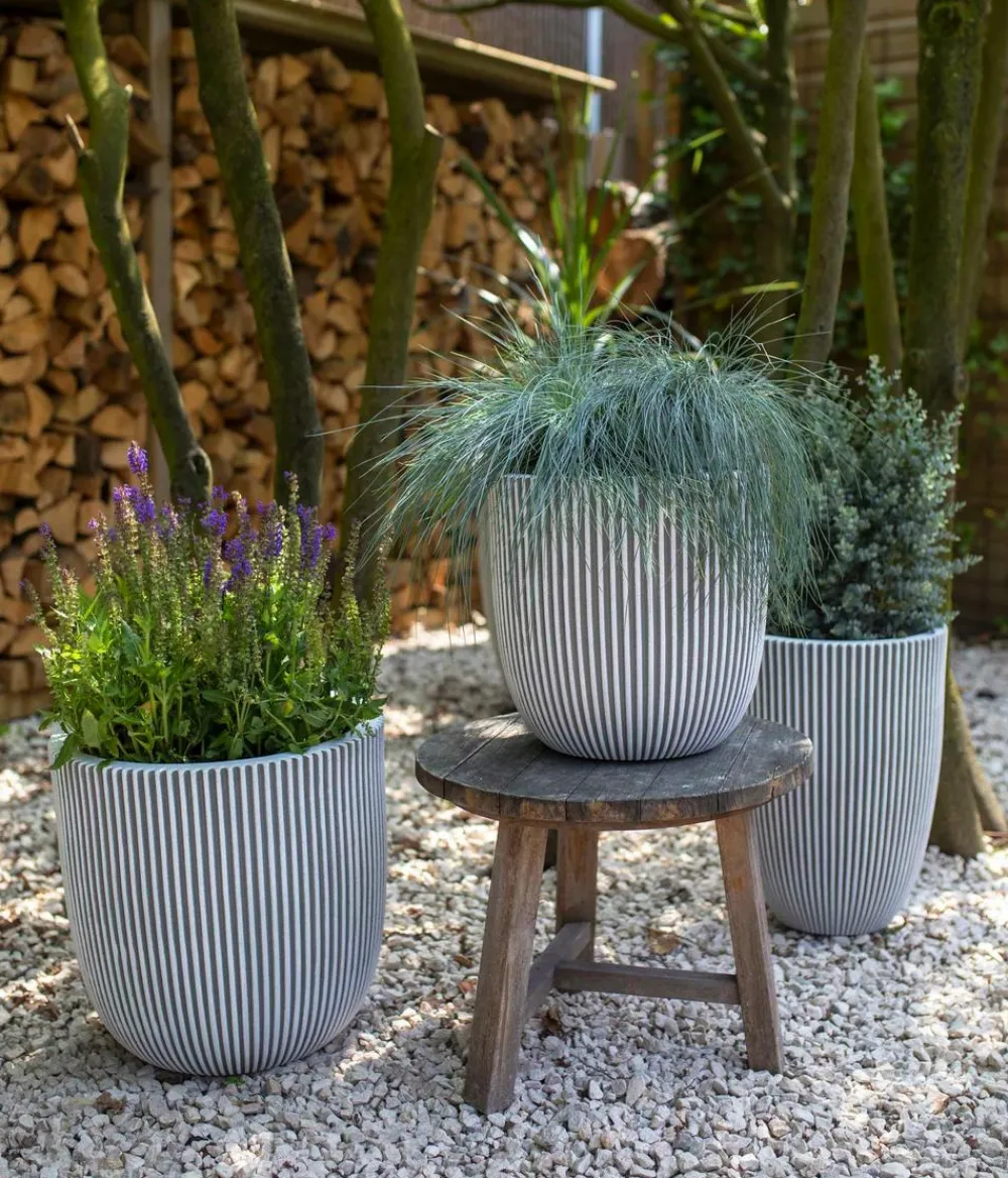 Capi Europe Blumentöpfe & Übertöpfe - Kunststoff-Topf Groove, rund Schwarz