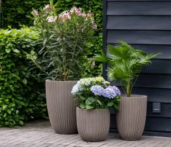 Capi Europe Kunststoff-Topf Groove, rund Taupe Best