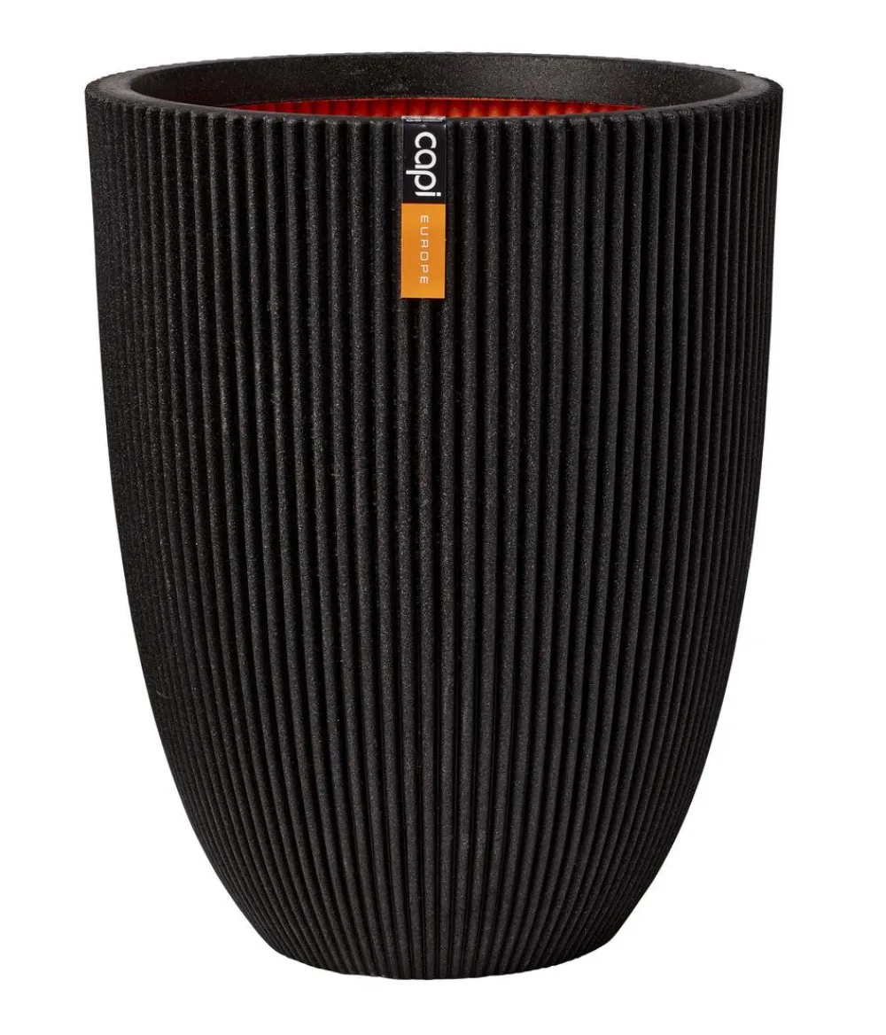 Capi Europe Blumentöpfe & Übertöpfe - Kunststoff-Topf Groove hoch, konisch Schwarz