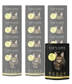 CAT'S LOVE Nassfutter Katze - Nassfutter für Katzen Adult Pur, 12 x 85 g