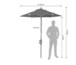 Cinas Sonnenschirme - Balkonschirm, rund, ca. Ø180/H200 cm Schwarz
