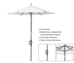 Cinas Sonnenschirme - Balkonschirm, rund, ca. Ø180/H200 cm Schwarz
