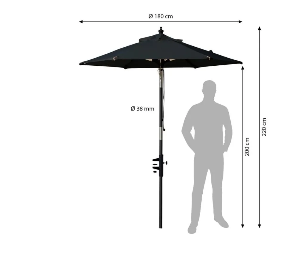Cinas Balkonschirm, rund, ca. Ø180/H200 cm Schwarz Online