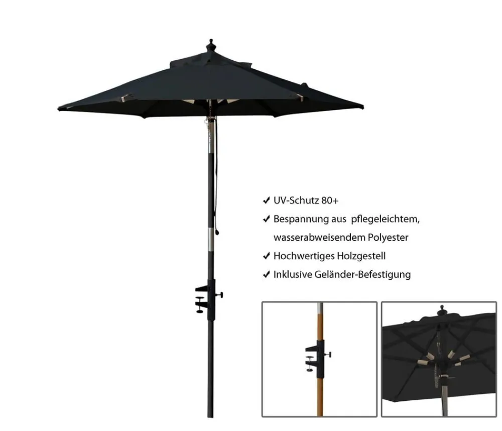 Cinas Balkonschirm, rund, ca. Ø180/H200 cm Schwarz Online