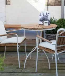 Cinas Garten-Esstische|Gartentische Holz - Gartentisch Ellen, ca. Ø80/H74 cm Weiß