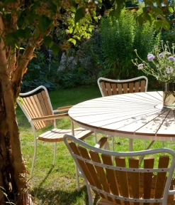 Cinas Garten-Esstische|Gartentische Holz - Gartentisch Ellen, ca. Ø110/H74 cm Weiß