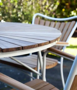 Cinas Garten-Esstische|Gartentische Holz - Gartentisch Ellen, ca. Ø110/H74 cm Weiß