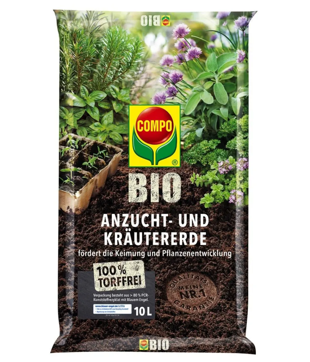 Compo Spezialerde > BIO Anzucht- und Kräutererde torffrei, 10 l