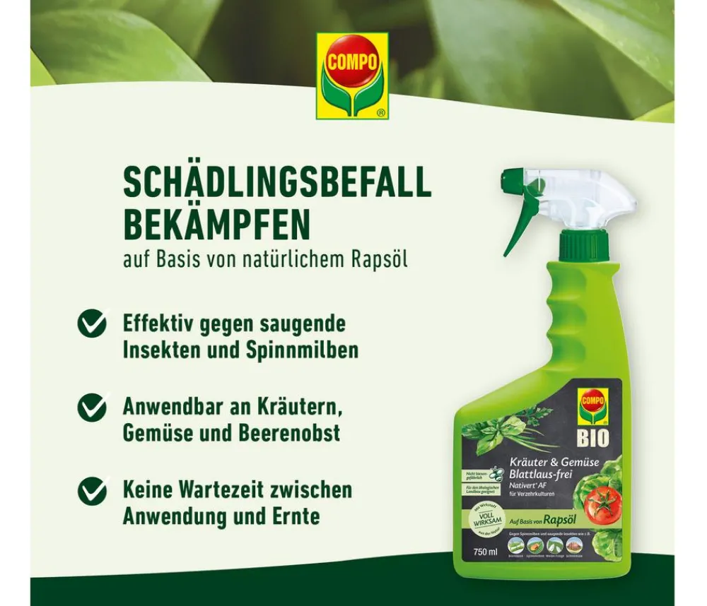 Compo BIO Kräuter & Gemüse Blattlaus-frei Nativert® AF, 750 ml Sale