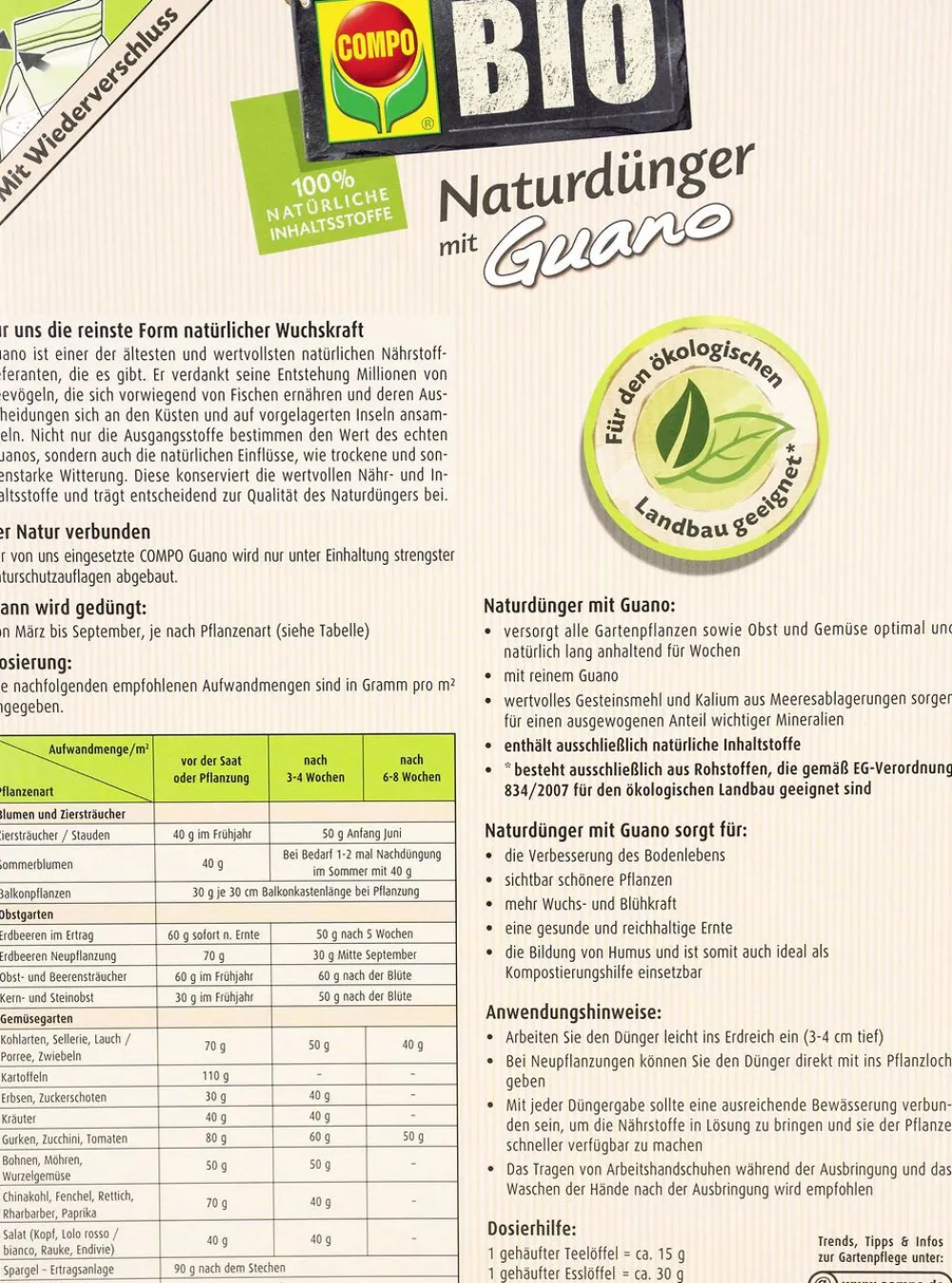 Compo Universaldünger|Blumendünger > BIO Naturdünger mit Guano