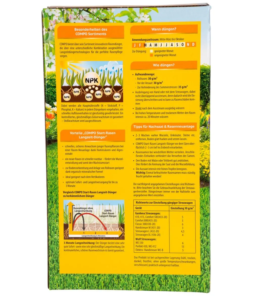 Compo Rasendünger - FLORANID® Start-Rasen Langzeit-Dünger