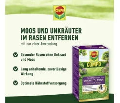 Compo Rasendünger|Unkrautvernichter - Rasendünger gegen Unkraut + Moos 4in1