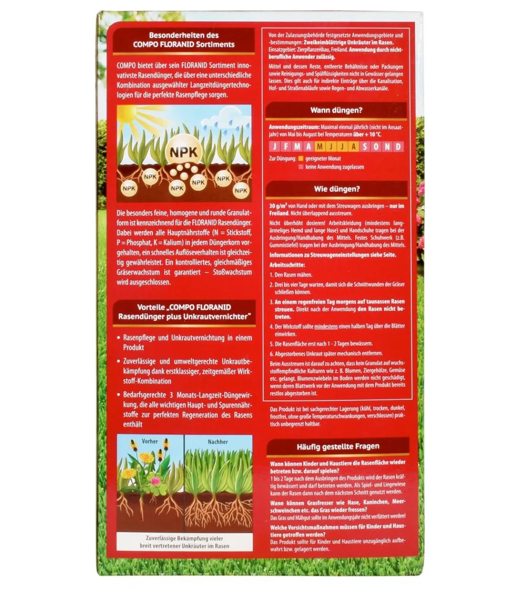 Compo Rasendünger|Unkrautvernichter - Rasendünger plus Unkrautvernichter