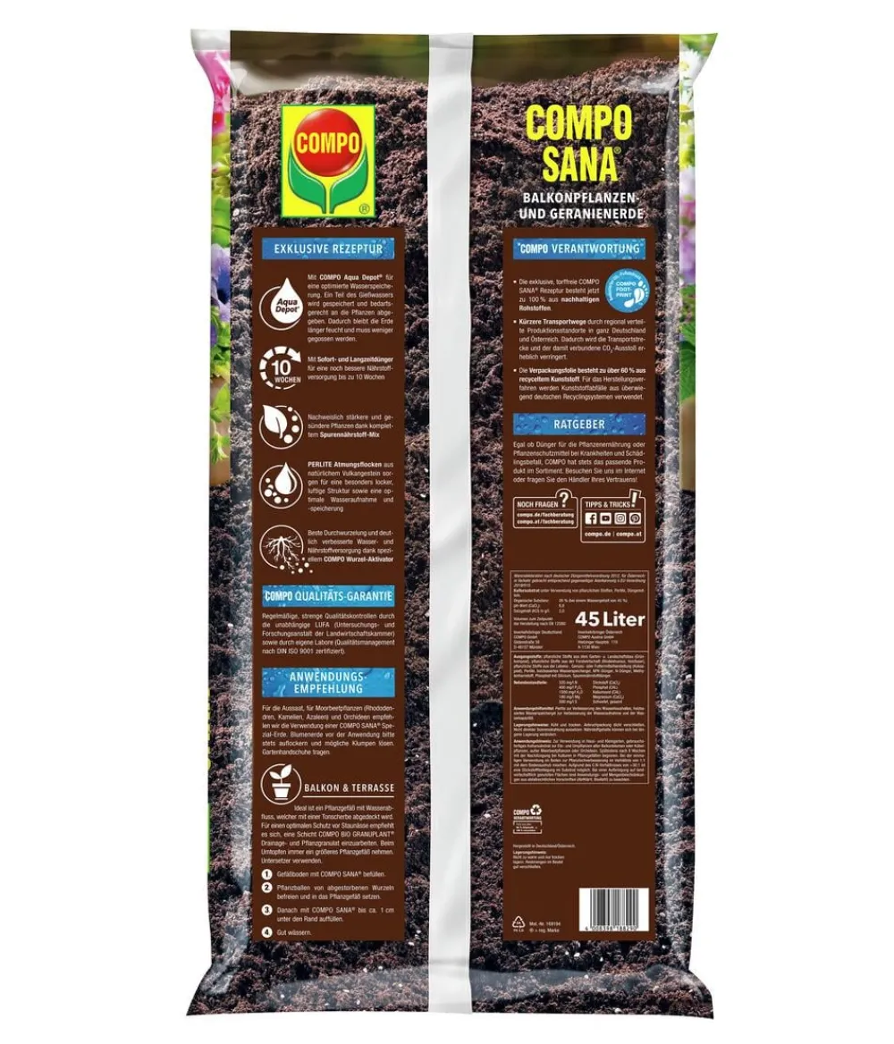 Compo SANA® Balkonpflanzen- und Geranienerde, torffrei, 45 l Online