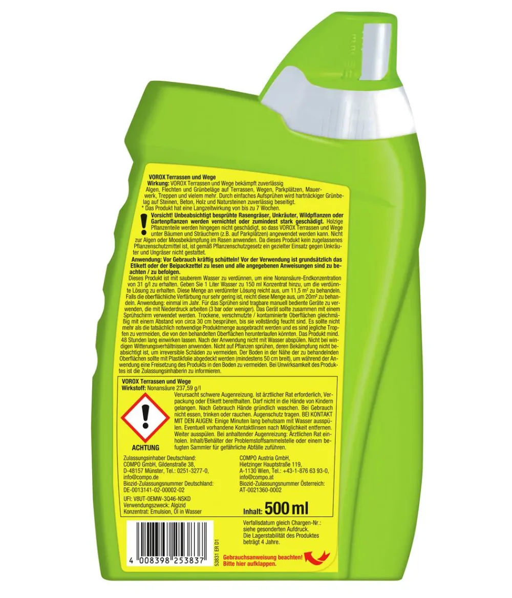 Compo Unkrautvernichter - VOROX® Terrassen und Wege, 500 ml