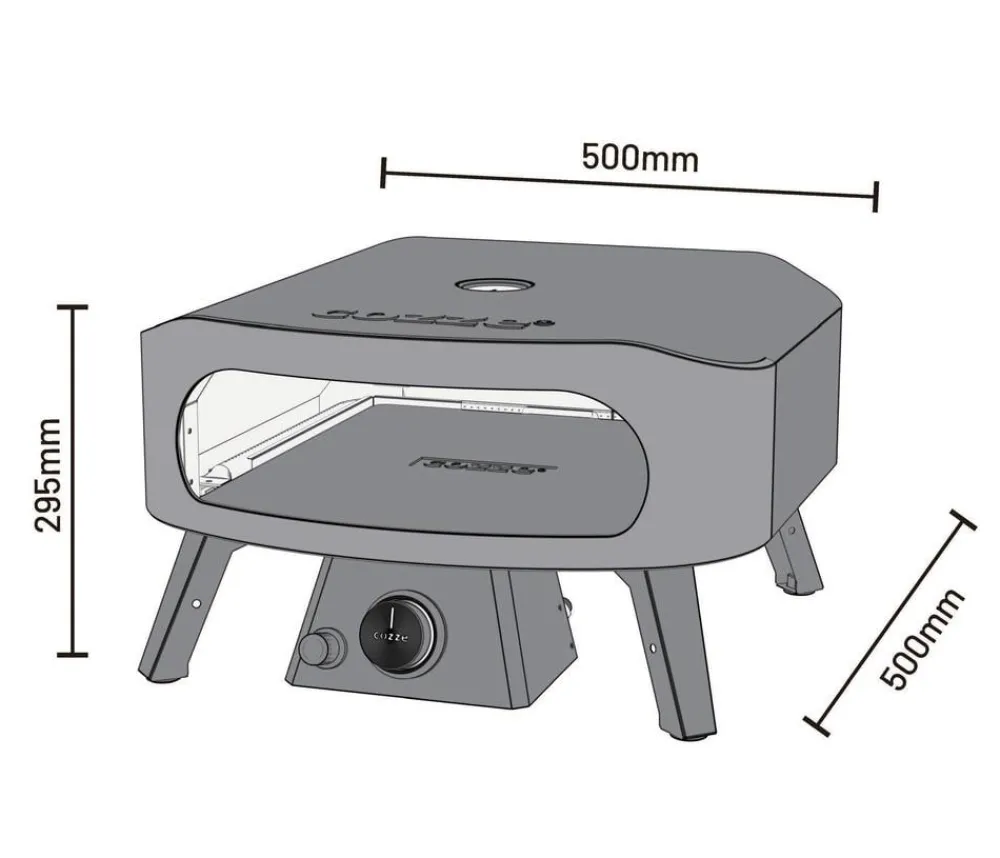 cozze® Pizzaöfen > Cozze Gas-Pizzaofen Classic 34 cm (13"), mit Thermometer inkl. Pizzastein, ca. B50/H29,5/T50 cm