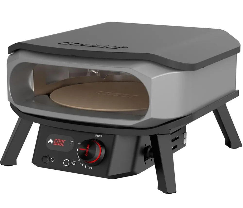 cozze® Pizzaöfen - Cozze Gas-Pizzaofen Premium Rotate 34 cm (13"), mit Thermometer inkl. Pizzastein, ca. B53/H32/T56 cm