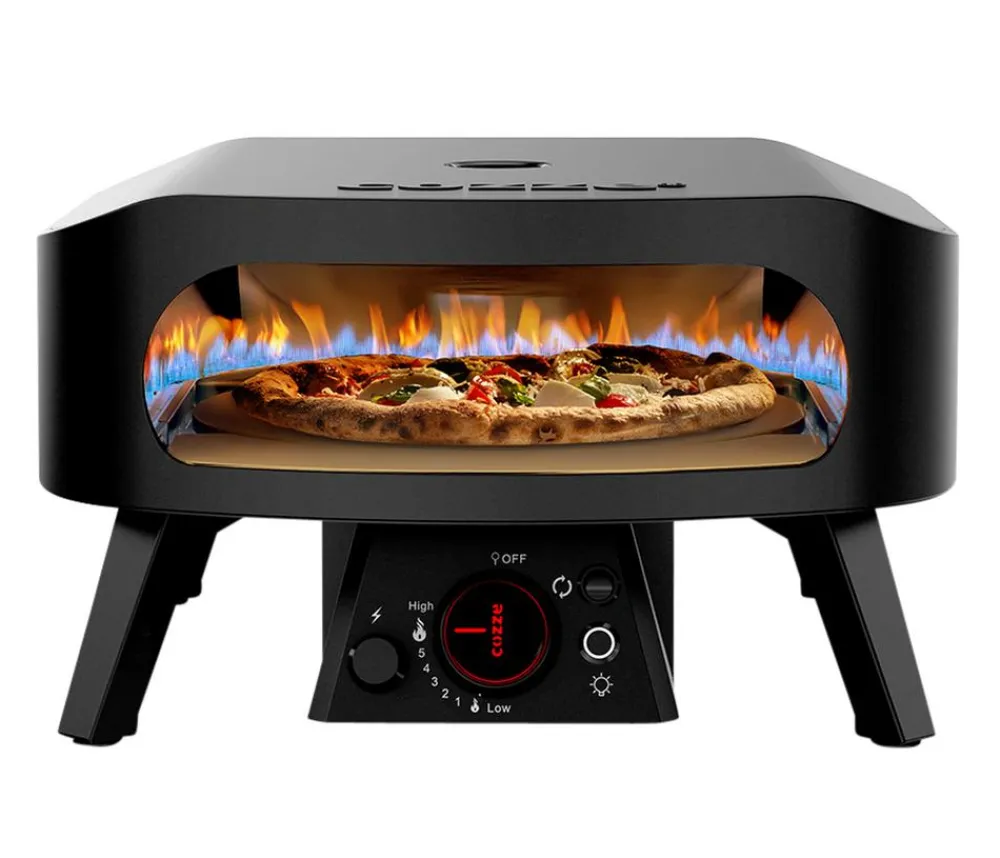 cozze® Pizzaöfen > Cozze Gas-Pizzaofen Rotate Black Edition, inkl. Pizzastein, 34,5 cm (13"), ca. B50/H29,5/T50 cm